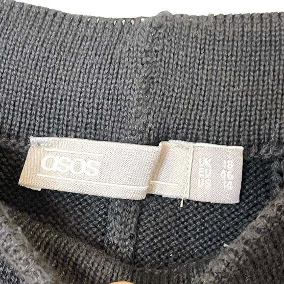 ASOS Knit Beach Pants Black Pull On Festival Stretch High Rise Crop Capri US 14 - Picture 5 of 6